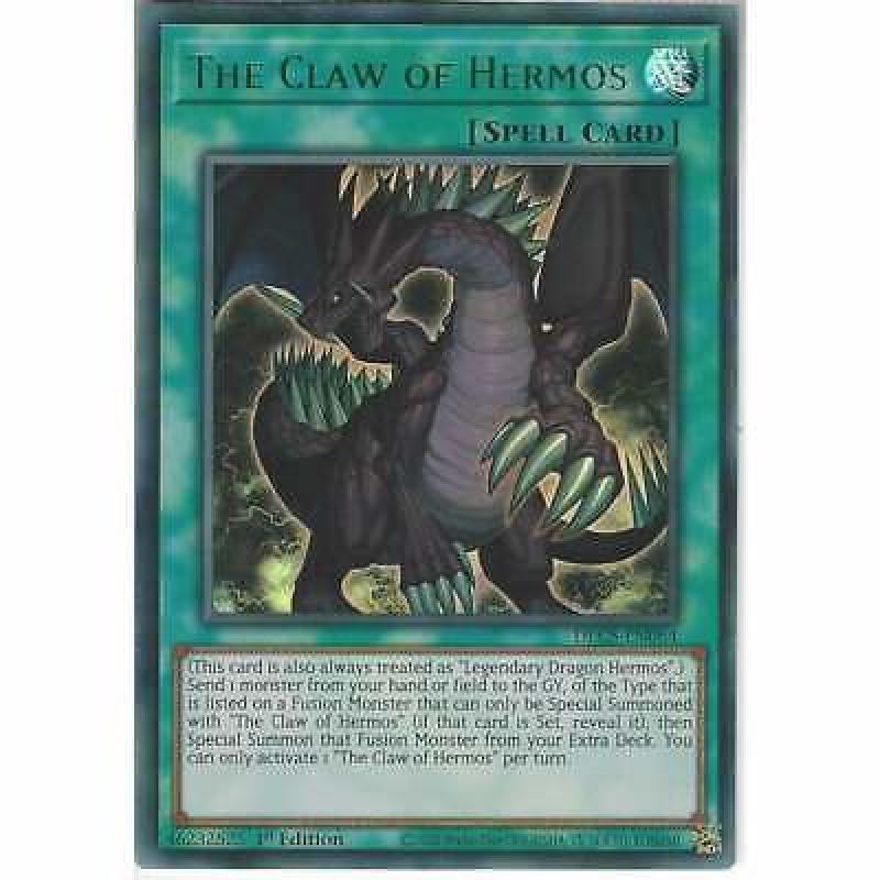 YuGiOh DLCS-EN064 The Claw of Hermos | 1st Edition Green Ultra Rare Trading Card