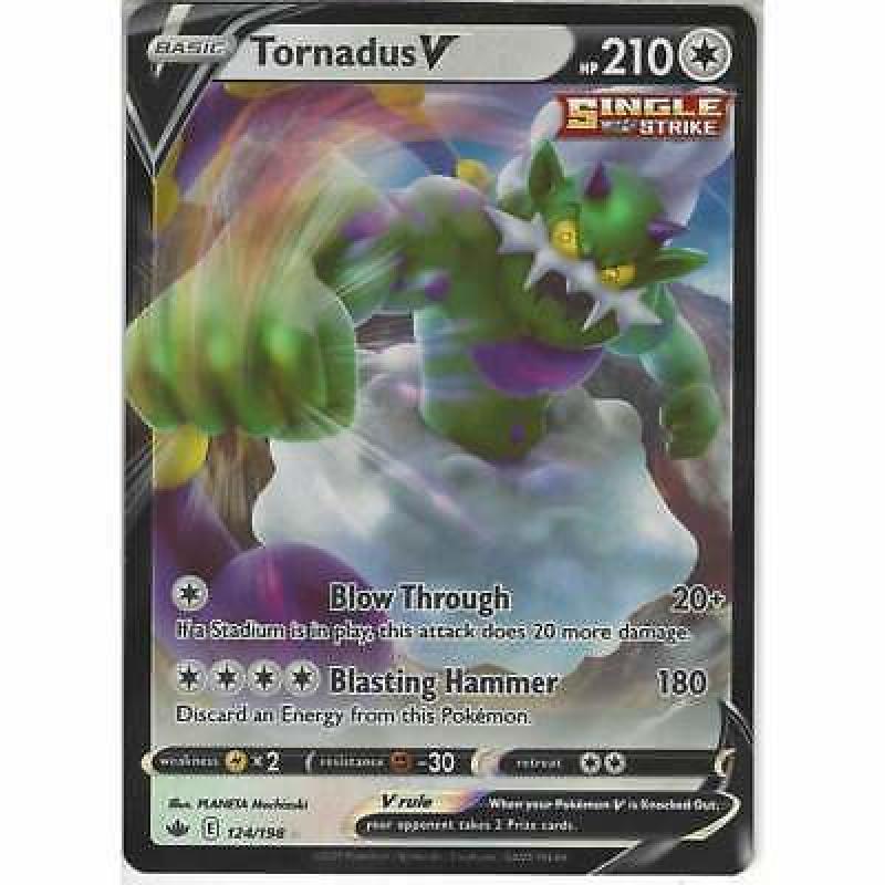 124/198 Tornadus V | Rare Holo V Pokemon Trading Card SWSH06 Chilling Reign TCG