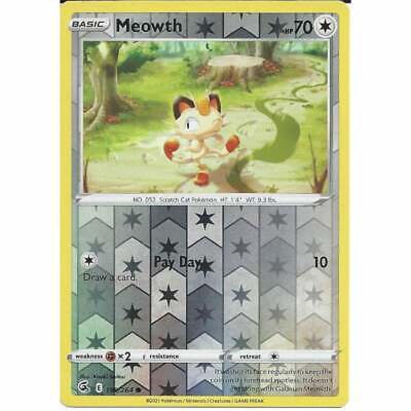 199/264 Meowth | Common Reverse Holo | Pokemon TCG Trading Card Fusion Strike