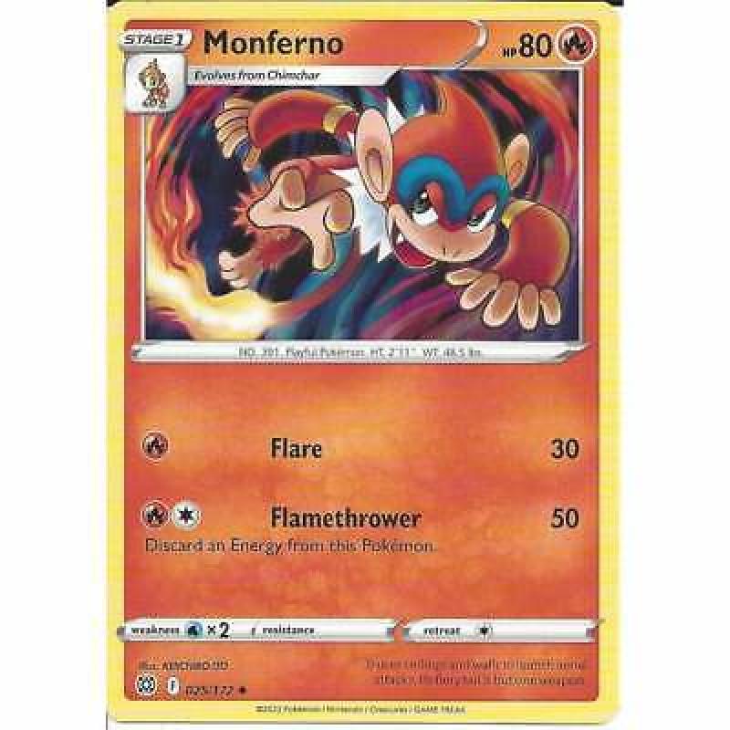 025/172 Monferno Uncommon : Pokemon Trading Card Game SWSH09 Brilliant Stars TCG