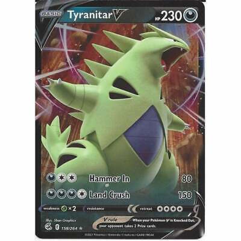 158/264 Tyranitar V | Rare Holo V Pokemon Trading Card SWSH08 Fusion Strike TCG