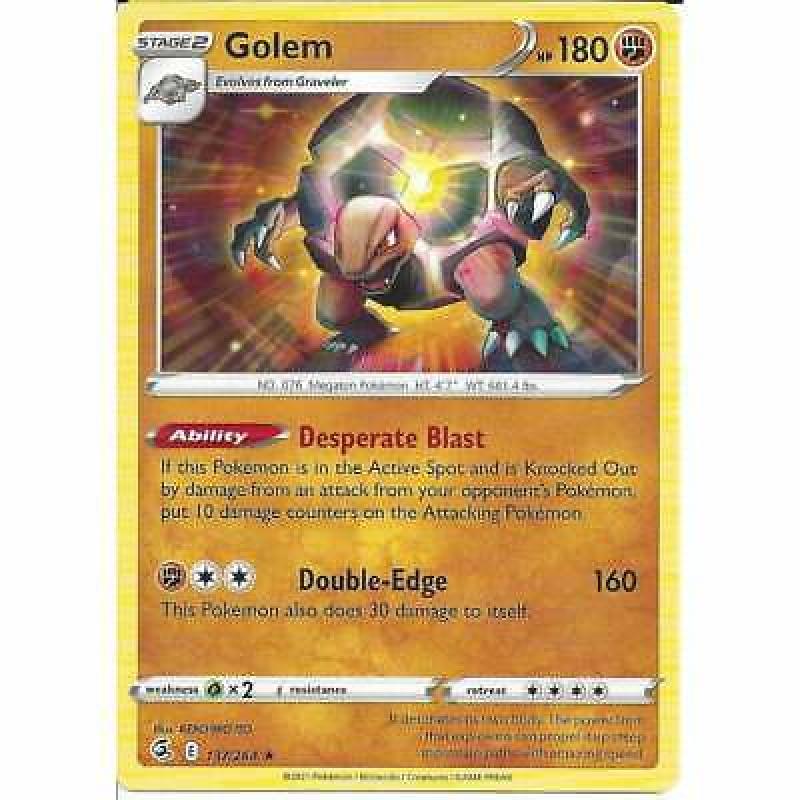 137/264 Golem | Rare Pokemon Trading Card | Sword & Shield Fusion Strike TCG