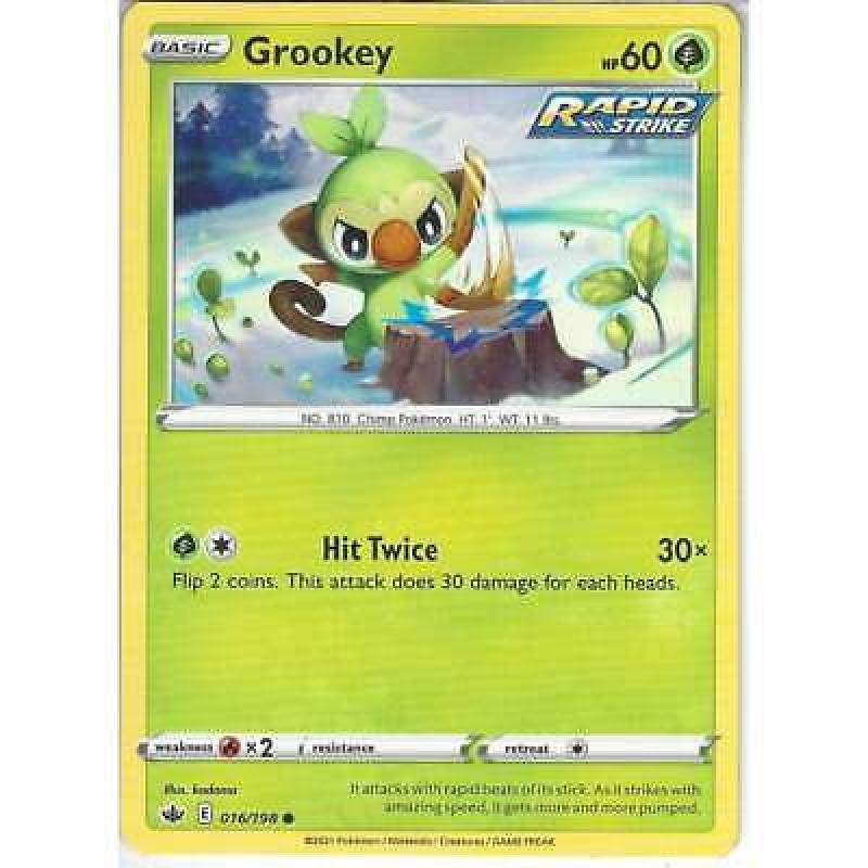 016/198 Grookey | Common Pokemon Trading Card Sword & Shield Chilling Reign TCG