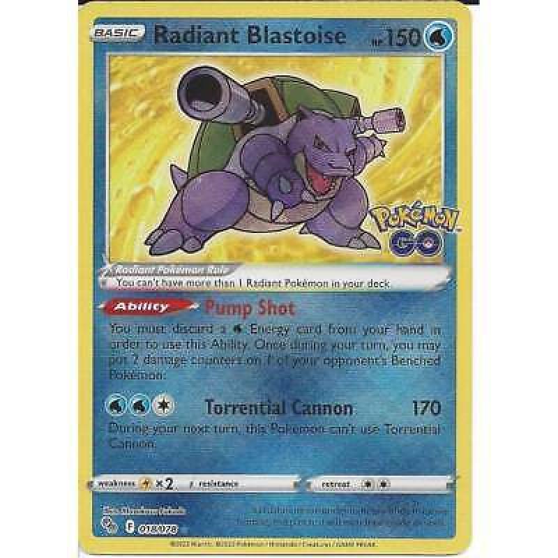 018/078 Radiant Blastoise : Radiant Rare Foil Card Pokemon GO Trading Card TCG