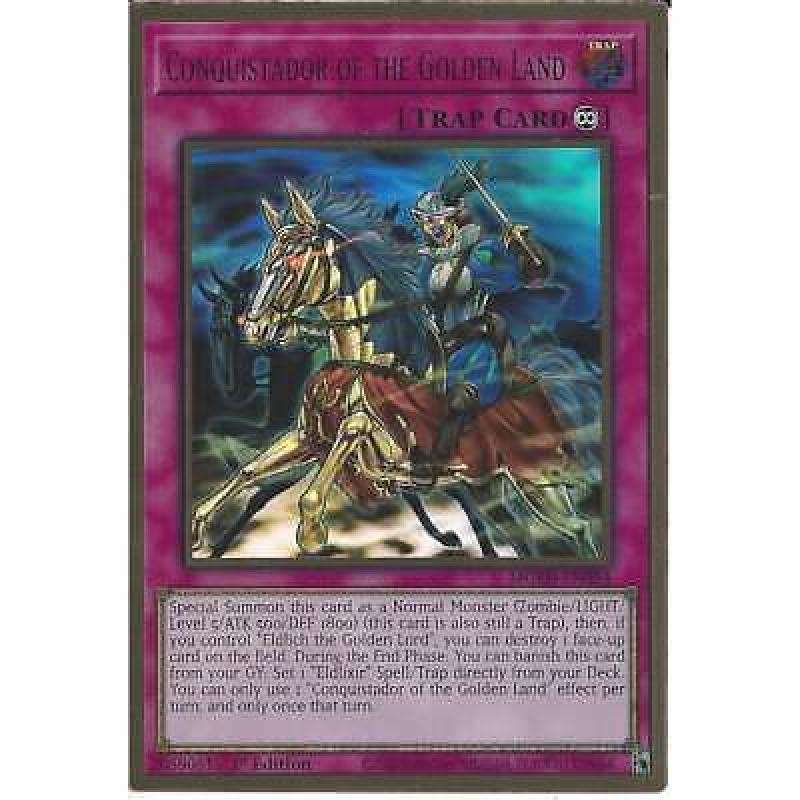 MGED-EN054 Conquistador of the Golden Land 1st Edition Premium Gold Rare YuGiOh