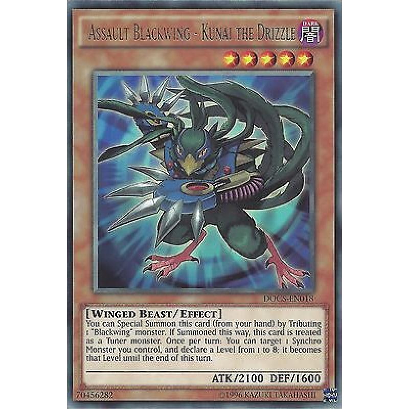 YU-GI-OH CARD: RARE - ASSAULT BLACKWING - KUNAI THE DRIZZLE - DOCS-EN018