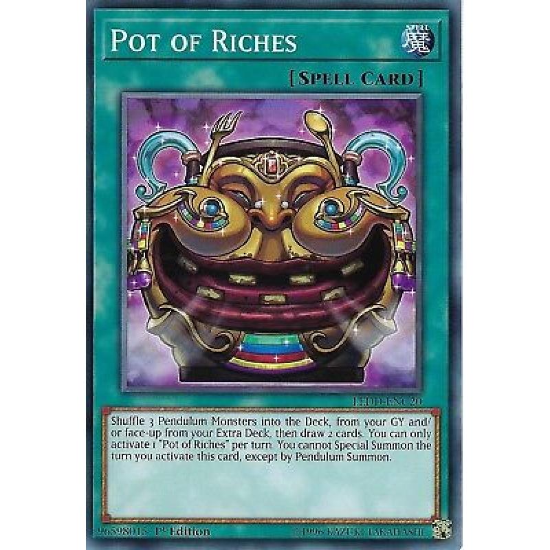 YU-GI-OH CARD: POT OF RICHES - LEDD-ENC20 - 1ST EDITION