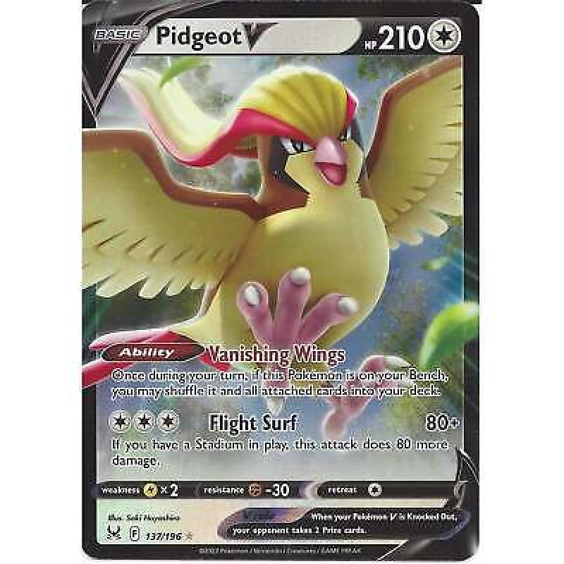 137/196 Pidgeot V : Rare Holo V Card : SWSH-11 Lost Origin