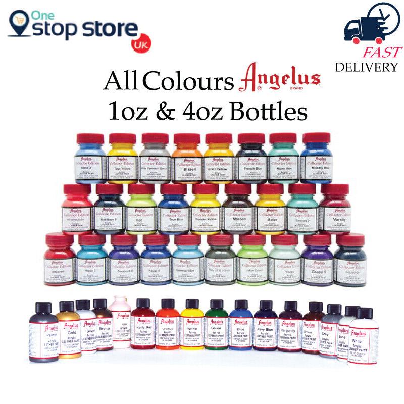 Angelus Acrylic Leather Paint for Sneaker Boot Shoes Bag - All Colours - 1oz/4oz